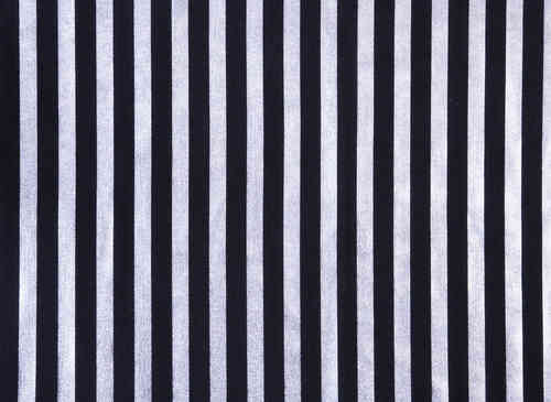 Metallic Foil Stripe Spandex Black /  Silver